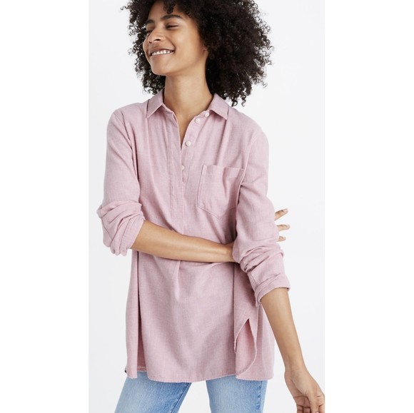 Madewell Tops - MADEWELL Ex-Boyfriend Button Back Pink Flannel Shirt
